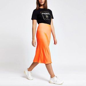 NWOT River Island Silky Bias Cut Midi Skirt
